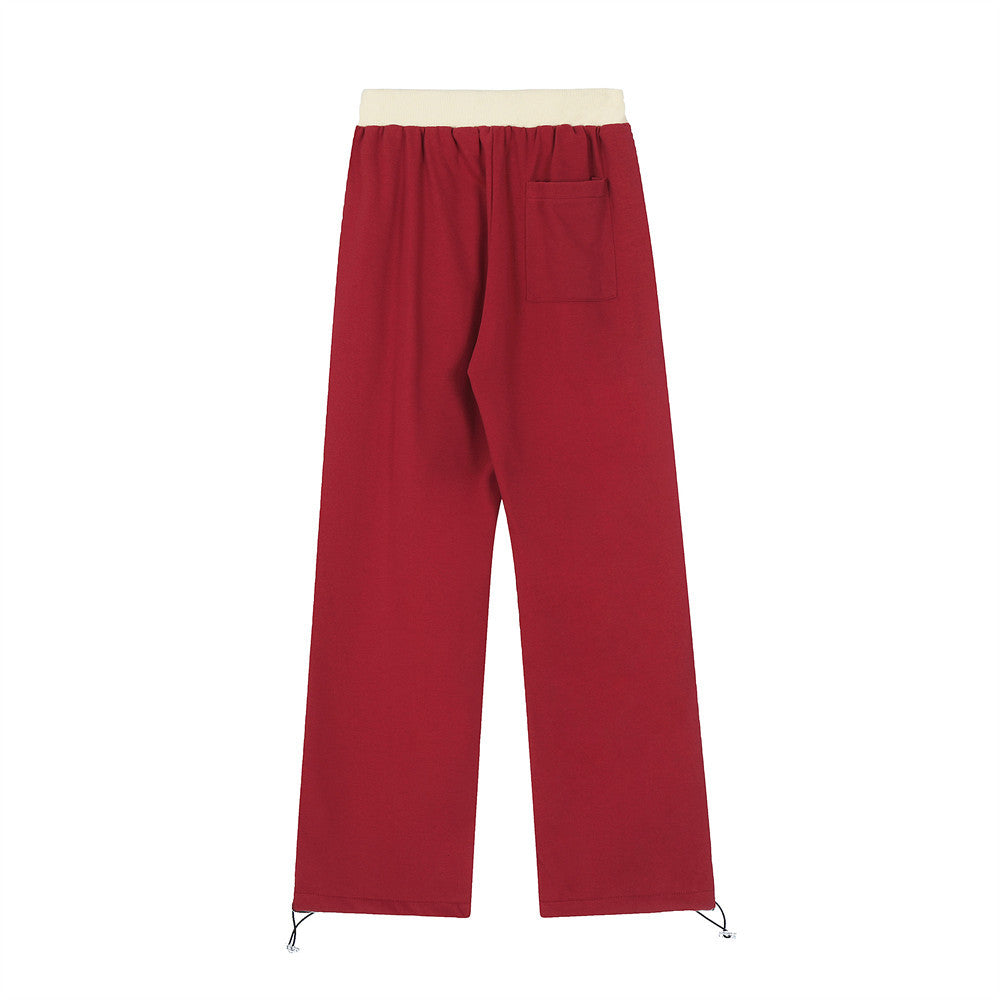 Men's American Style Trend Baggy Straight Trousers Drawstring Pants Feet Ankle Banded Pants Sweatpants