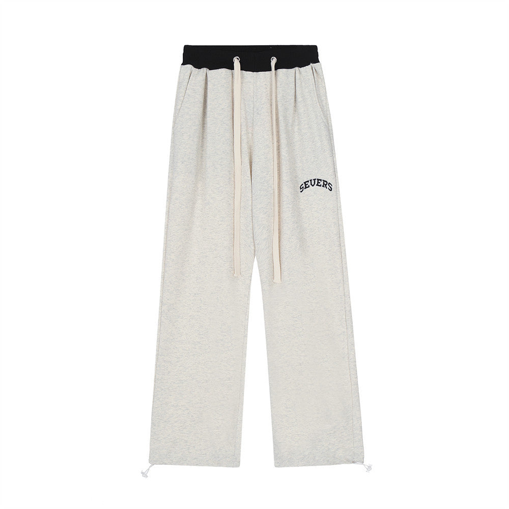 Men's American Style Trend Baggy Straight Trousers Drawstring Pants Feet Ankle Banded Pants Sweatpants