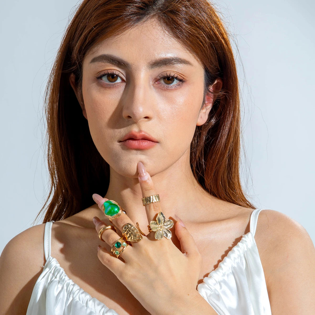 Imitation Pearl Open Ring Set