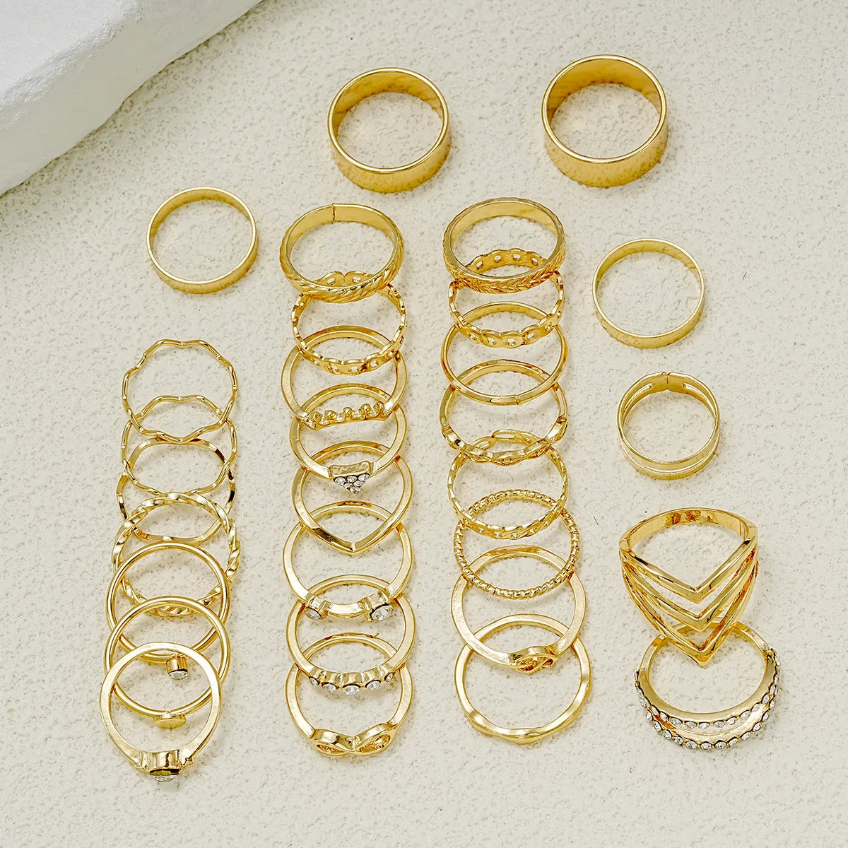 30-Piece Elegant Boho Gold Rings Set