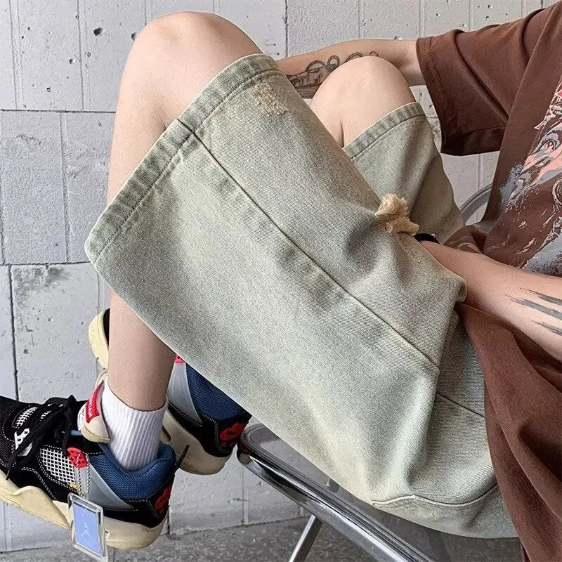 Men's Distressed Ripped Denim Jorts