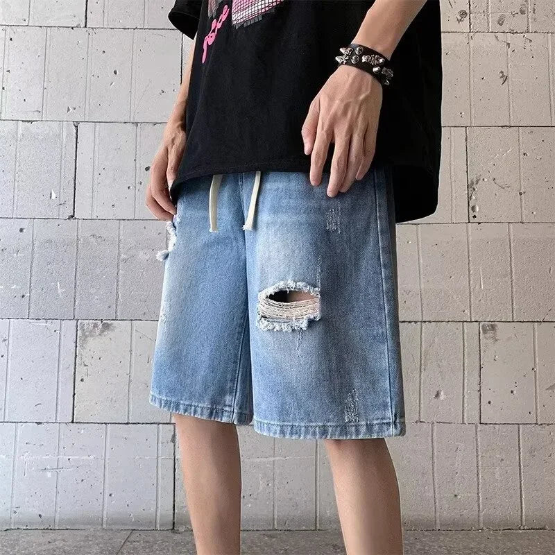 Men's Distressed Ripped Denim Jorts