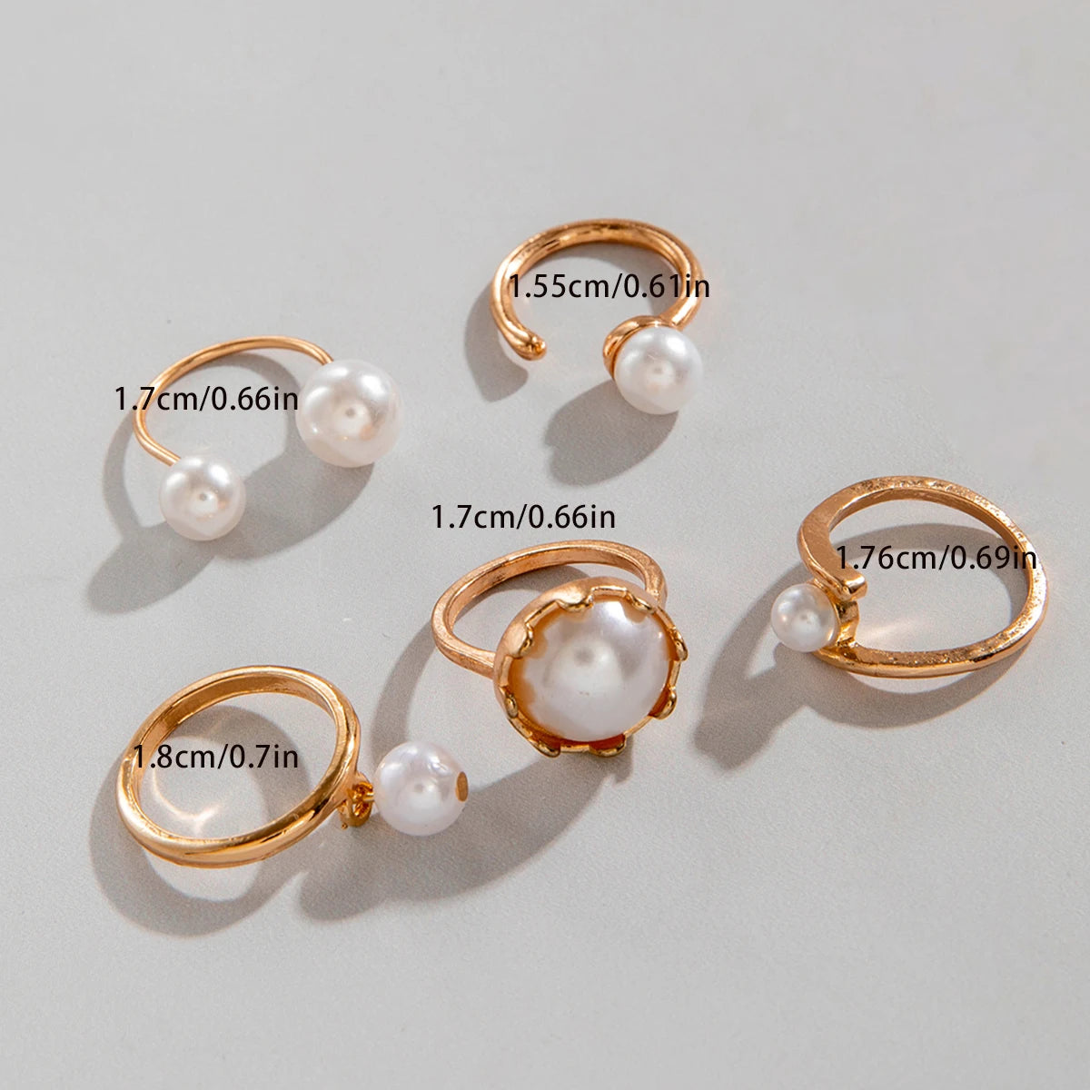 Imitation Pearl Open Ring Set