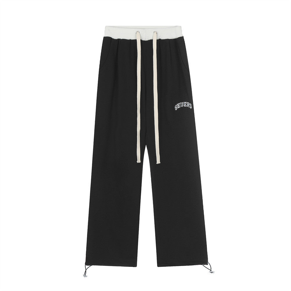 Men's American Style Trend Baggy Straight Trousers Drawstring Pants Feet Ankle Banded Pants Sweatpants