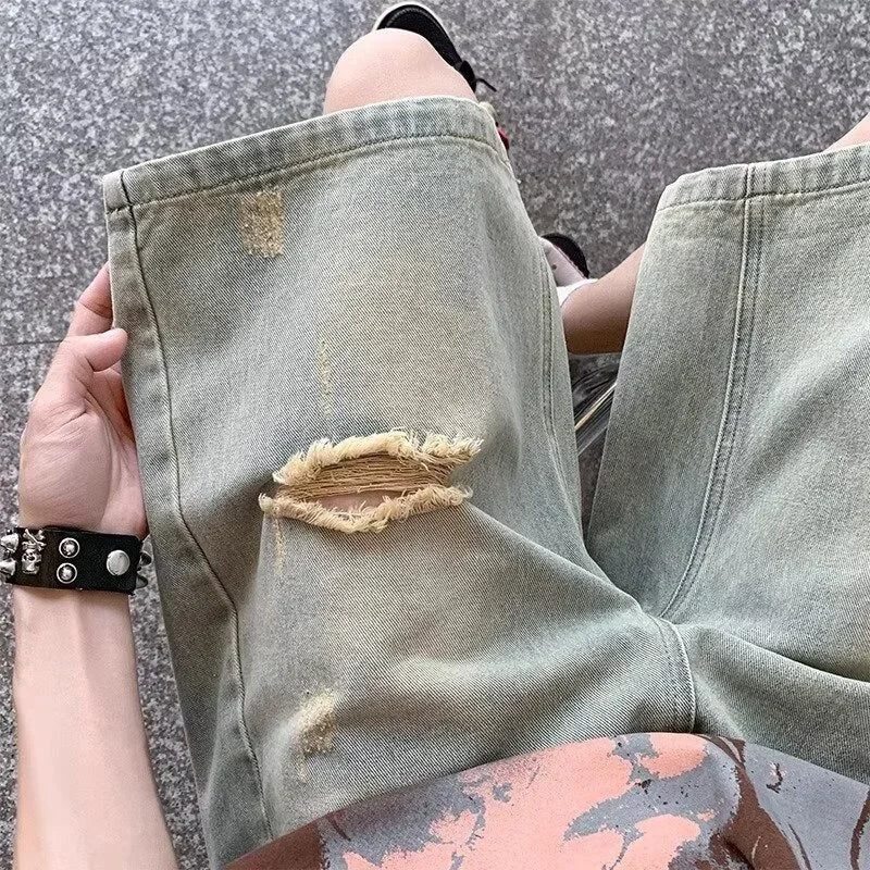 Men's Distressed Ripped Denim Jorts