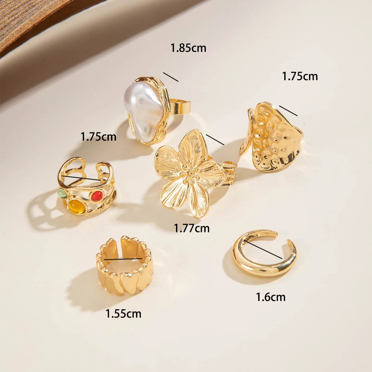 Imitation Pearl Open Ring Set