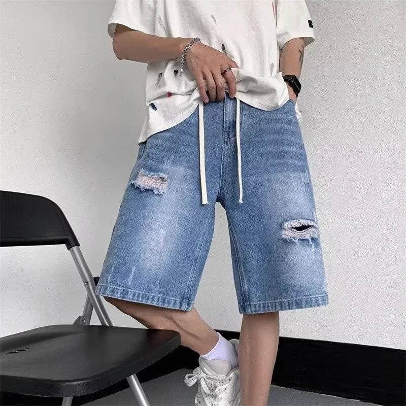 Men's Distressed Ripped Denim Jorts