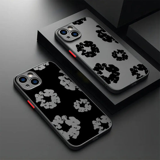 Black Flower Luxury D-Denims T-Tears Phone Case For iPhone 16 15 14 13 12 11 Mini Pro Max X XR XSMax 7 8 6 Plus Matte Clear Back