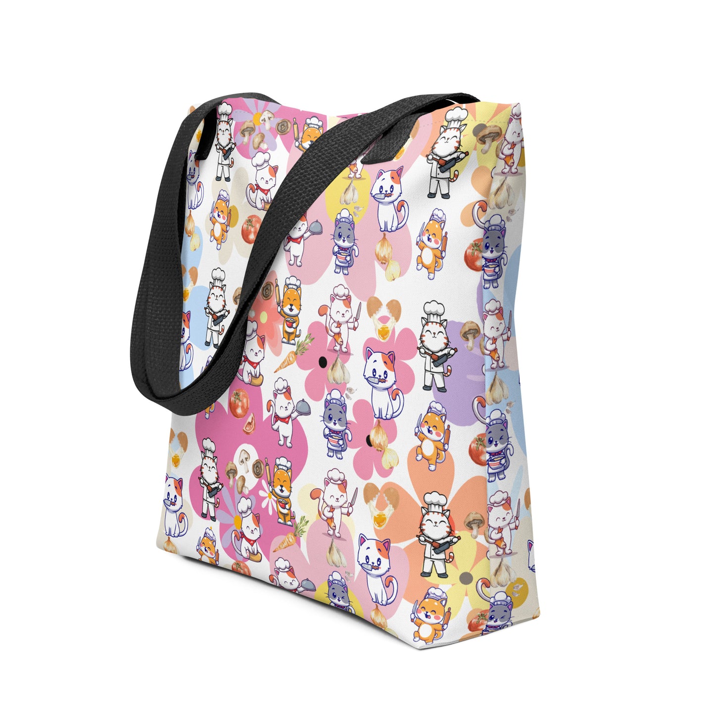 Chef Cat Floral Tote Bag