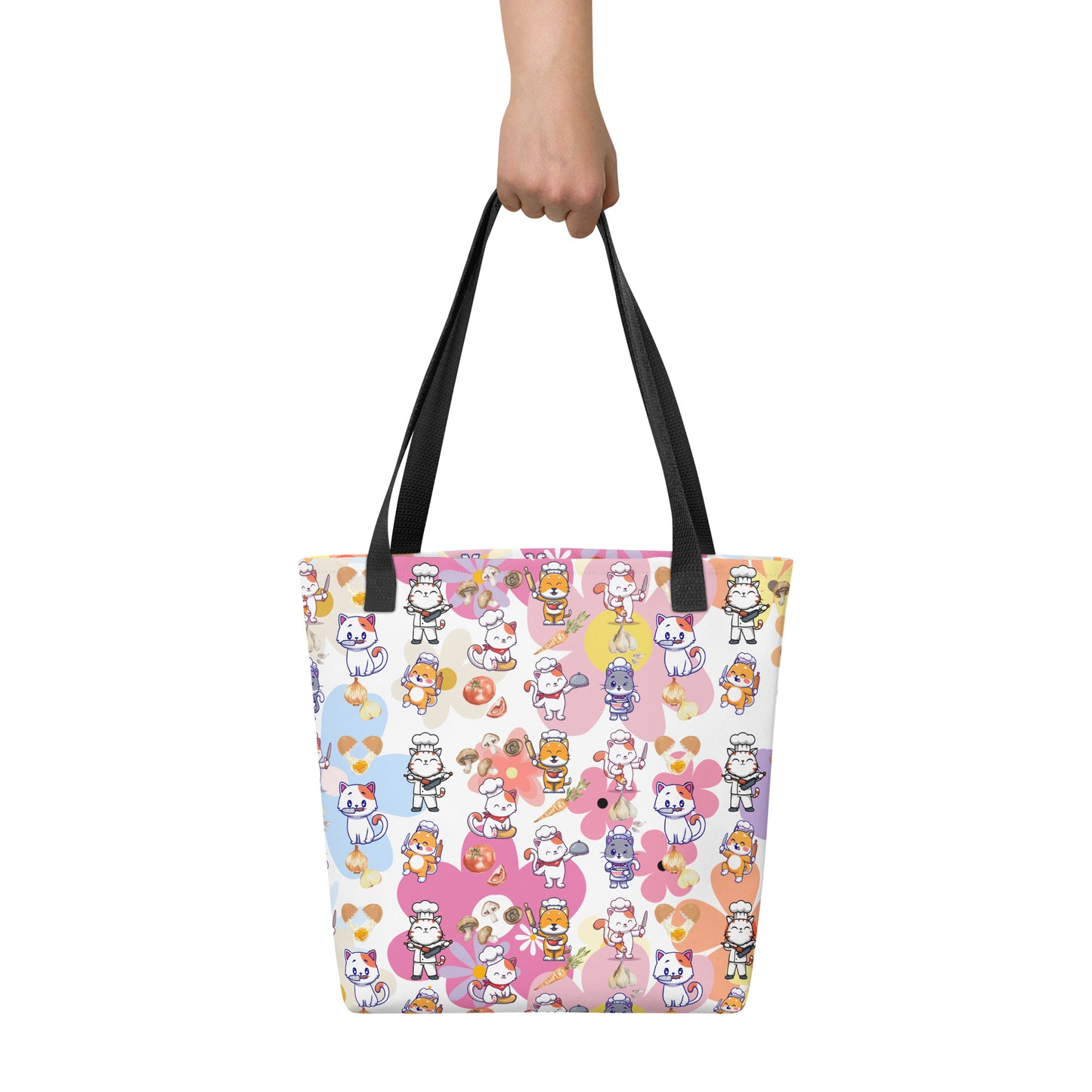 Chef Cat Floral Tote Bag