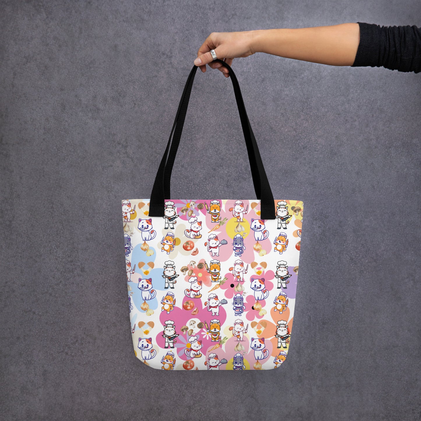 Chef Cat Floral Tote Bag