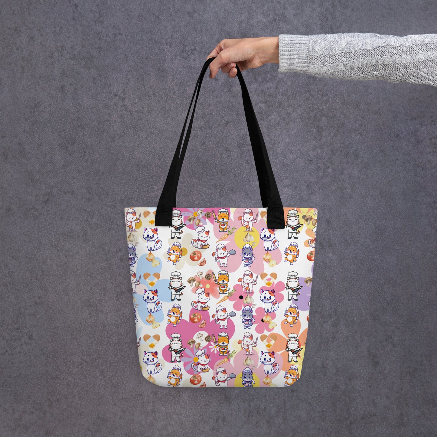Chef Cat Floral Tote Bag