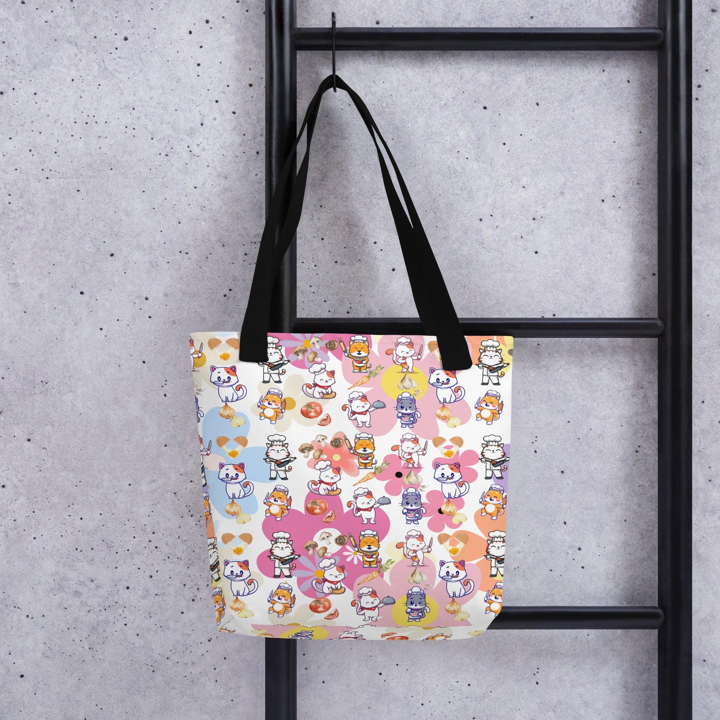Chef Cat Floral Tote Bag