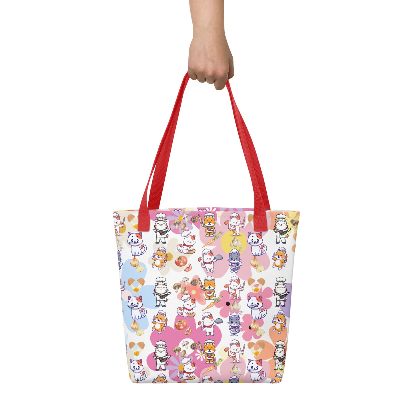 Chef Cat Floral Tote Bag