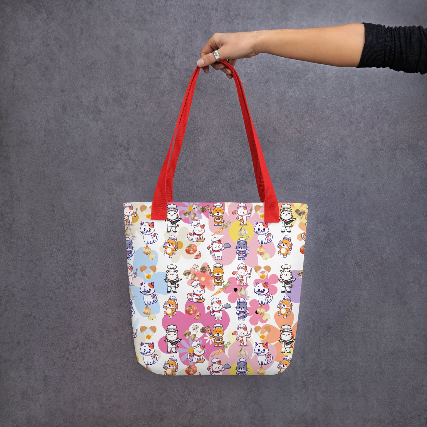 Chef Cat Floral Tote Bag