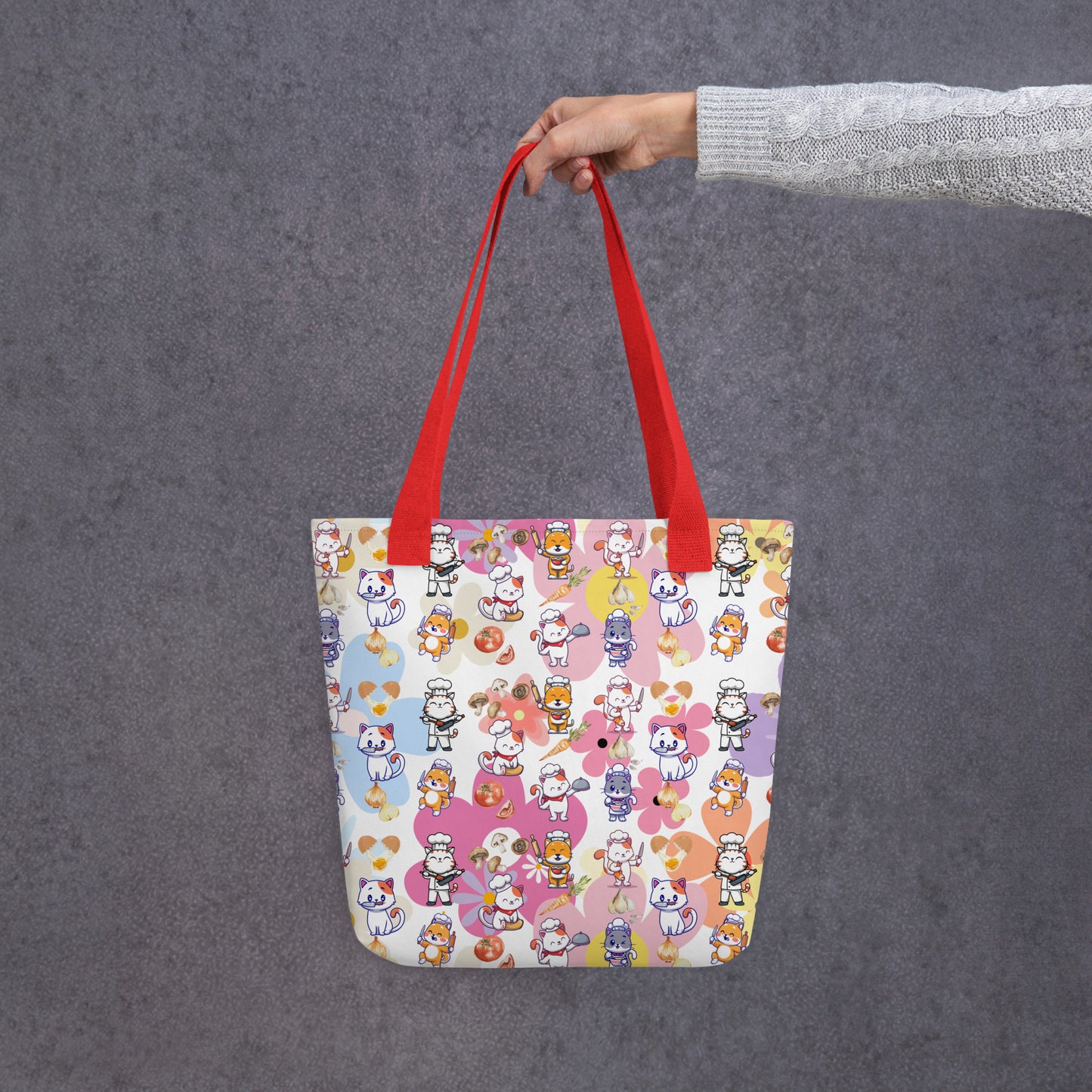 Chef Cat Floral Tote Bag