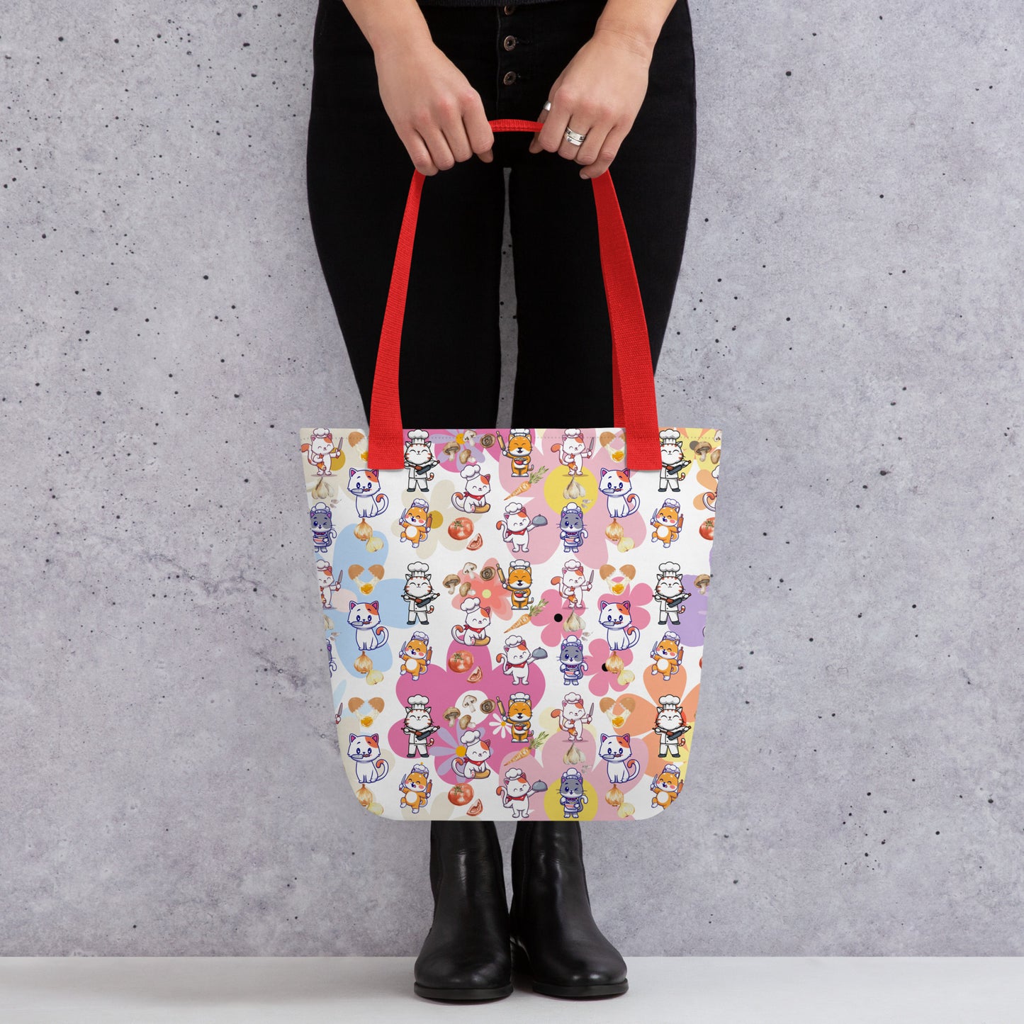Chef Cat Floral Tote Bag