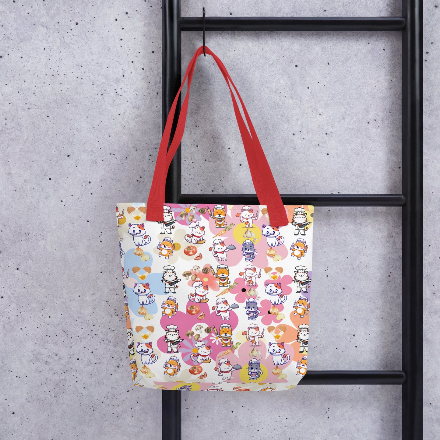 Chef Cat Floral Tote Bag