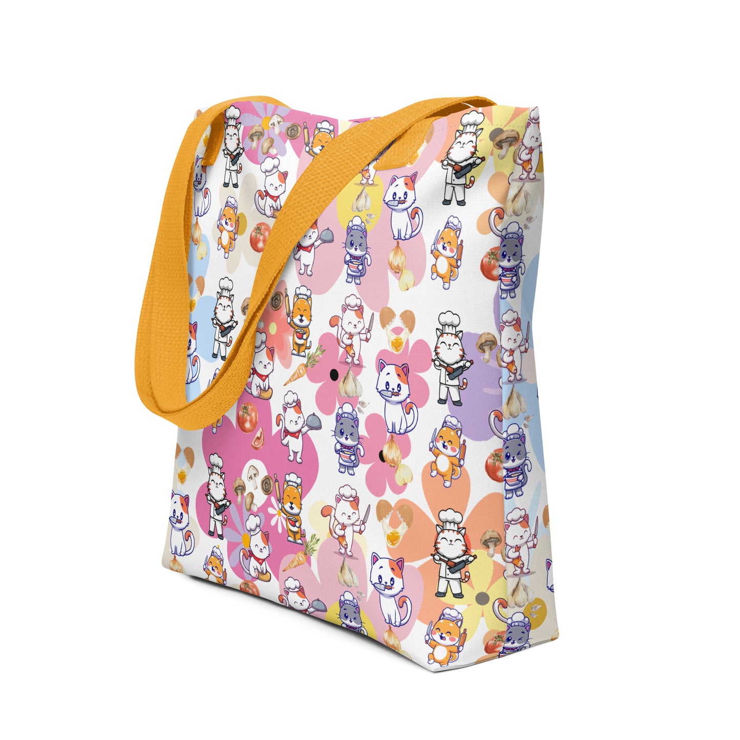Chef Cat Floral Tote Bag