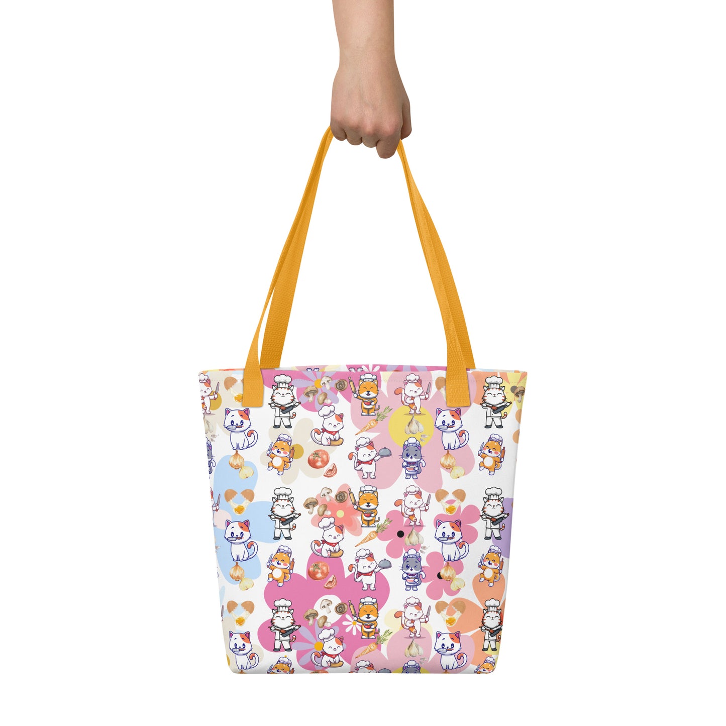 Chef Cat Floral Tote Bag