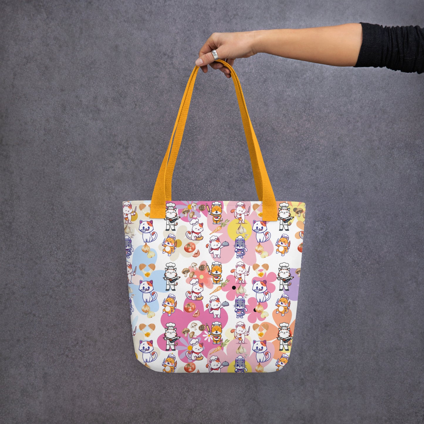 Chef Cat Floral Tote Bag