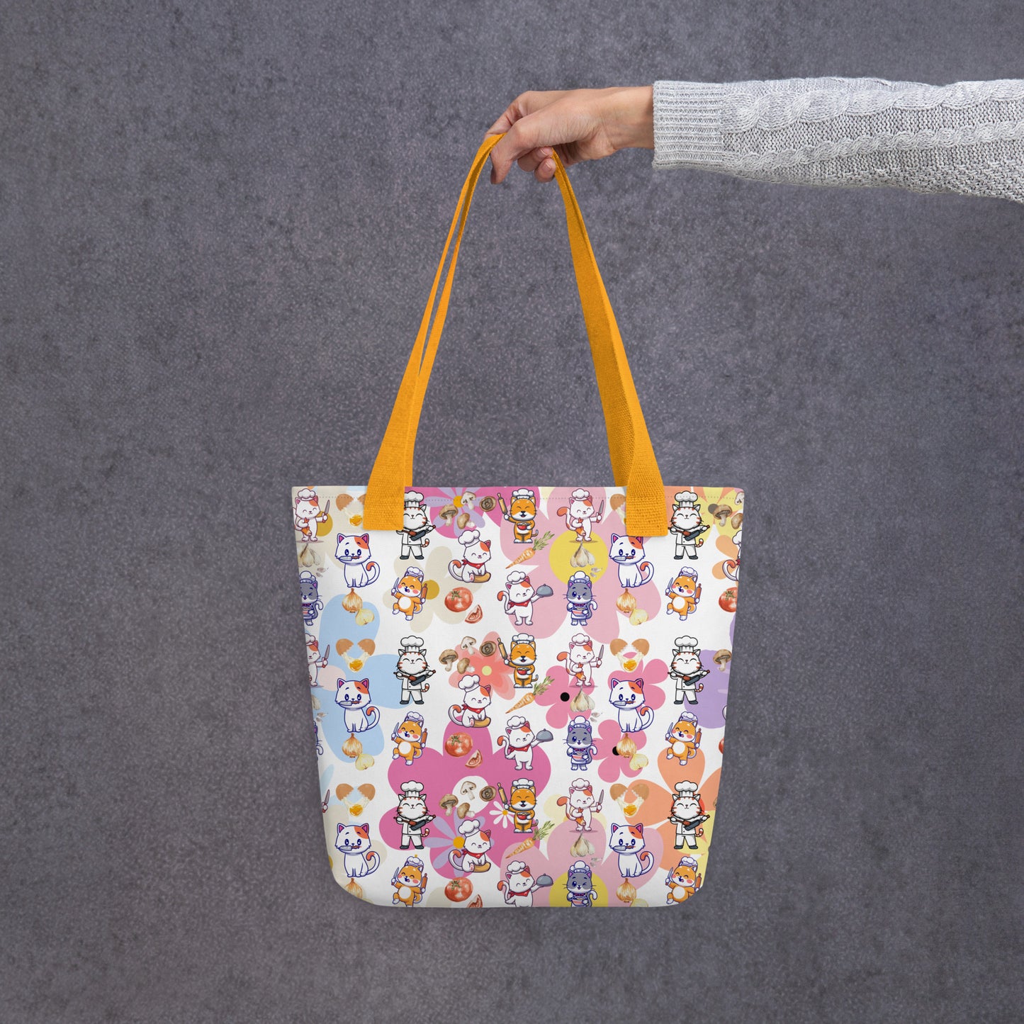 Chef Cat Floral Tote Bag