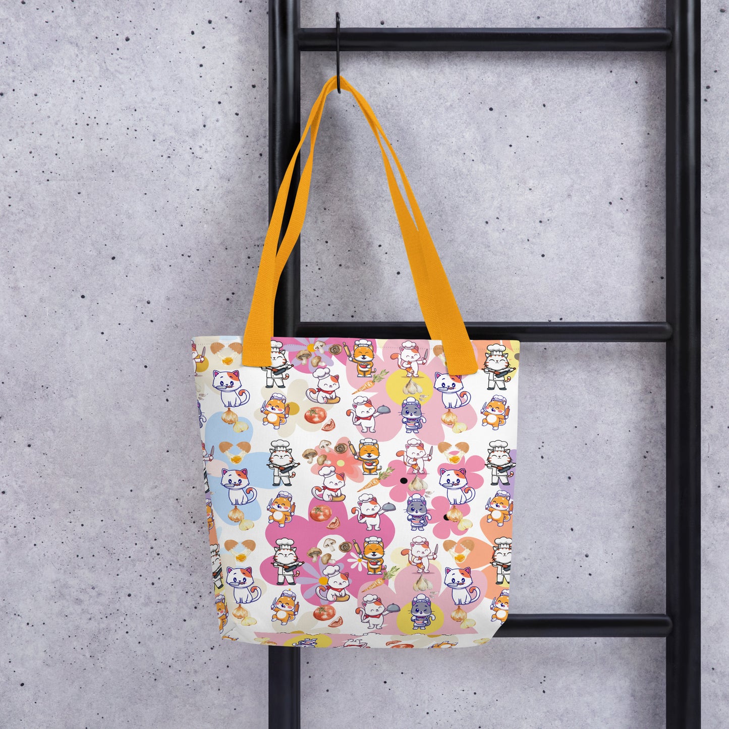 Chef Cat Floral Tote Bag
